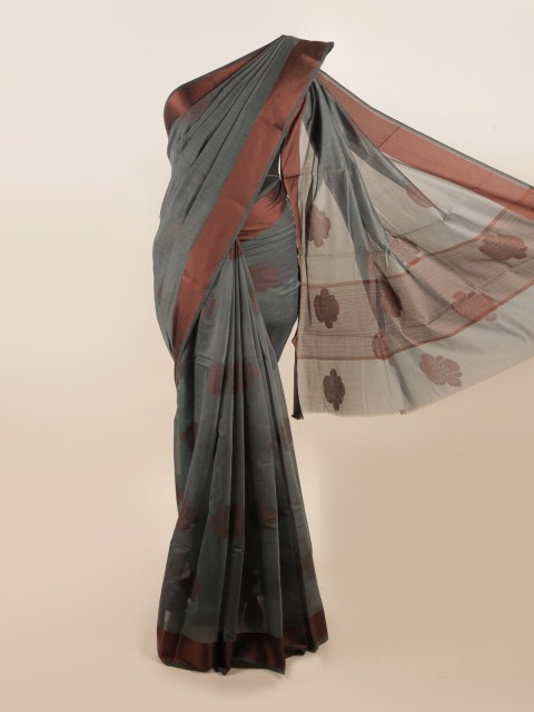 

Pothys Grey & Copper-Toned Woven Design Zari Saree