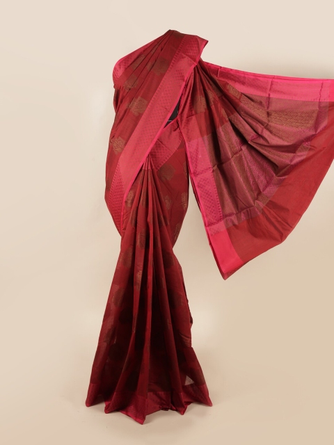 

Pothys Maroon & Gold-Toned Woven Design Saree