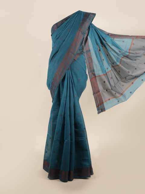 

Pothys Blue & Rose Gold Cotton Blend Saree