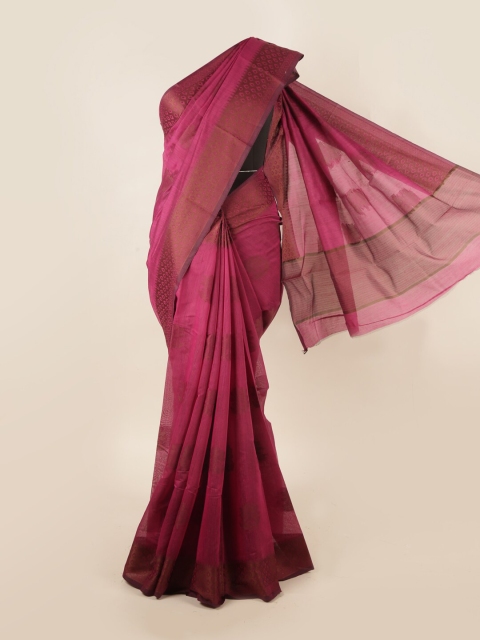 

Pothys Magenta & Brown Woven Design Saree