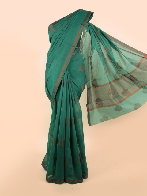 

Pothys Green Ethnic Motifs Cotton Blend Saree