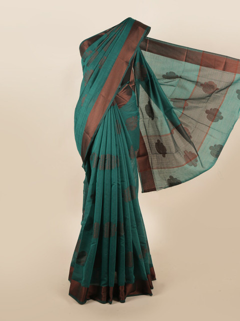 

Pothys Green & Brown Ethnic Motifs Woven Saree