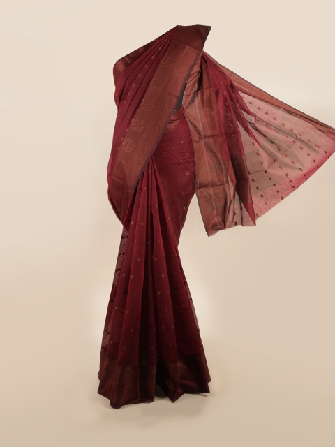 

Pothys Maroon Woven Designed Cotton Blend Saree
