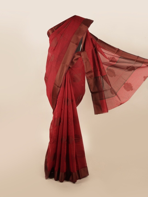 

Pothys Maroon & Gold-Toned Ethnic Motifs Zari Saree