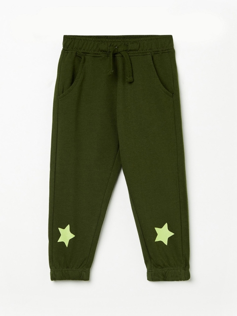 

Juniors by Lifestyle Boys Olive-Green Printed Cotton Joggers
