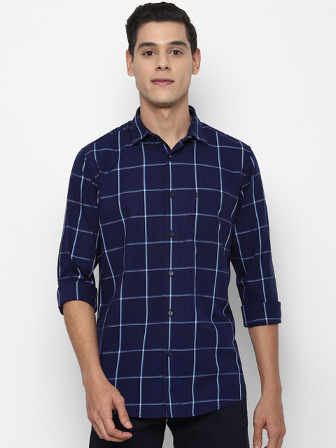 

Allen Solly Men Navy Blue Slim Fit Windowpane Checks Opaque Checked Casual Shirt