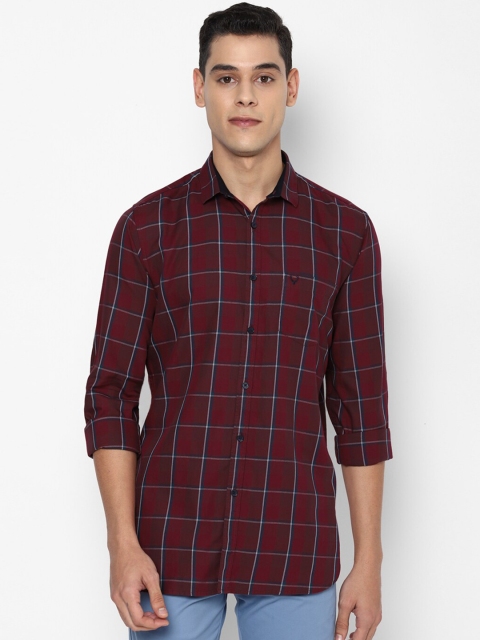 

Allen Solly Men Maroon & Blue Slim Fit Opaque Checked Pure Cotton Casual Shirt
