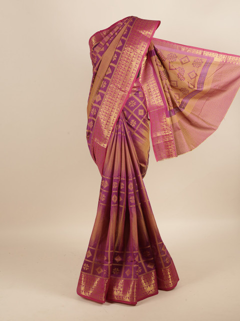 

Pothys Purple & Gold-Toned Woven Design Zari Saree