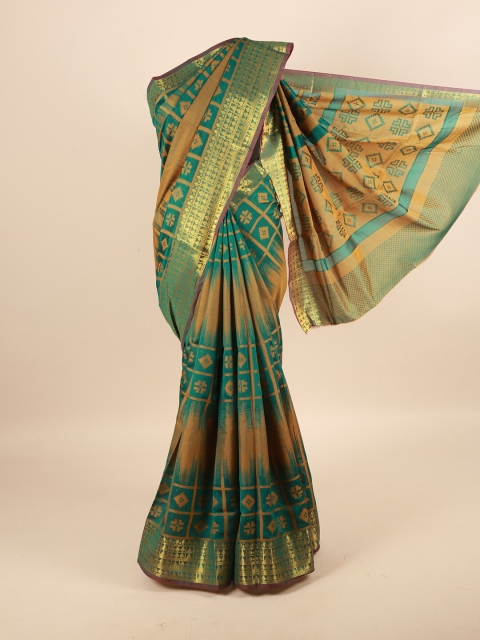 

Pothys Green & Brown Ethnic Motifs Saree