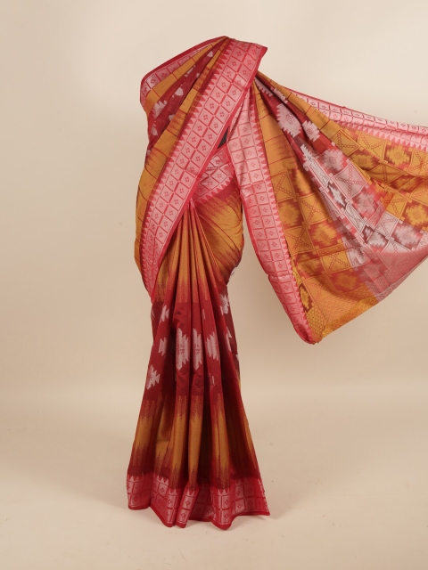 

Pothys Maroon & Silver-Toned Woven Design Zari Border Saree