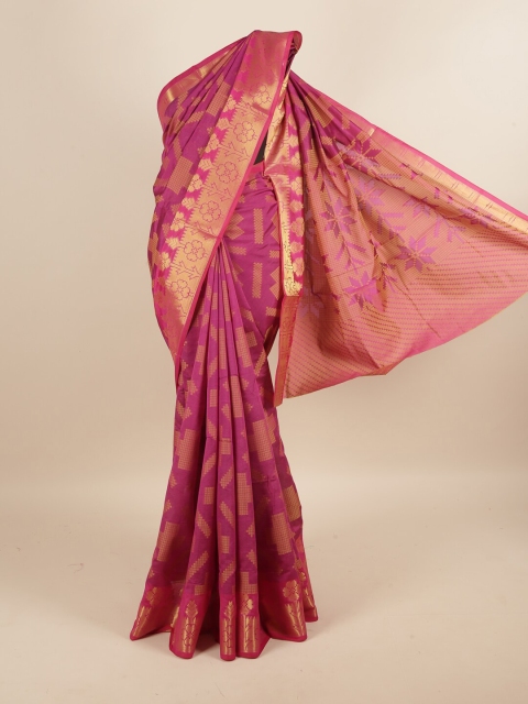 

Pothys Magenta & Tan Ethnic Motifs Zari Saree