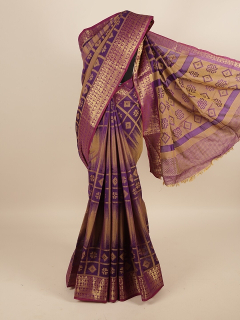 

Pothys Purple & Magenta Floral Zari Saree