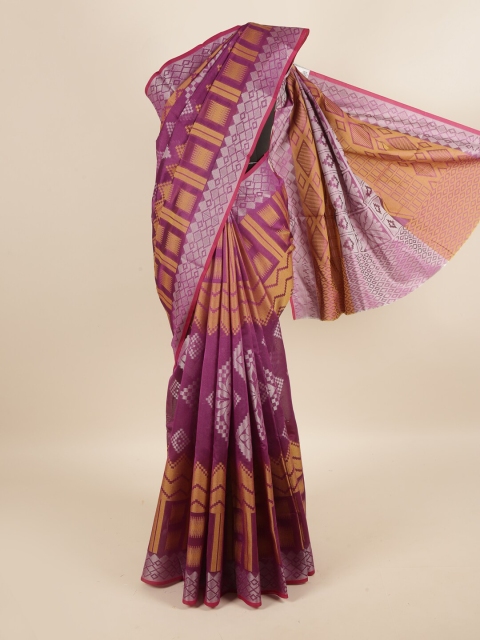 

Pothys Purple & Silver-Toned Woven Design Zari Saree