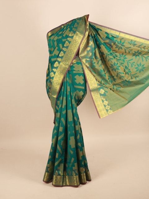 

Pothys Green & Gold-Toned Woven Design Zari Saree