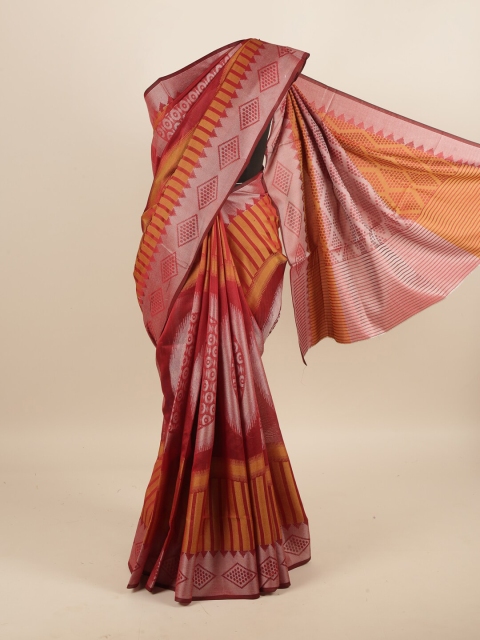 

Pothys Maroon & Yellow Floral Saree