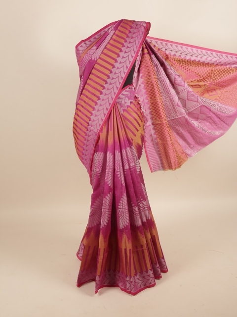 

Pothys Magenta & Silver-Toned Woven Design Saree