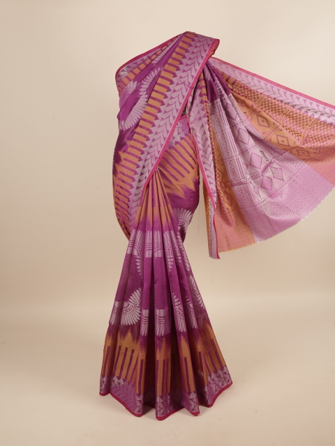 

Pothys Magenta & Beige Woven Design Zari Saree