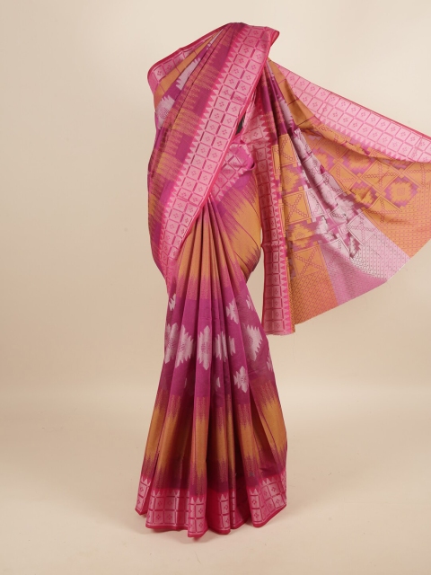 

Pothys Magenta & Mustard Yellow Ethnic Motifs Woven Zari Saree