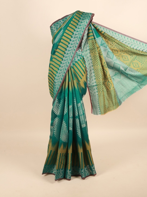 

Pothys Green & Yellow Floral Saree