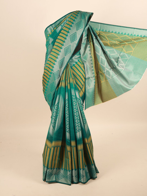 

Pothys Green & Yellow Floral Saree