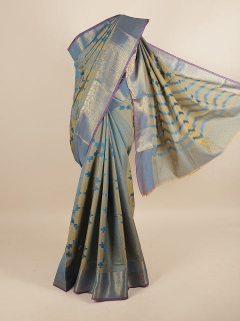 

Pothys Blue Geometric Woven Design Cotton Blend Saree