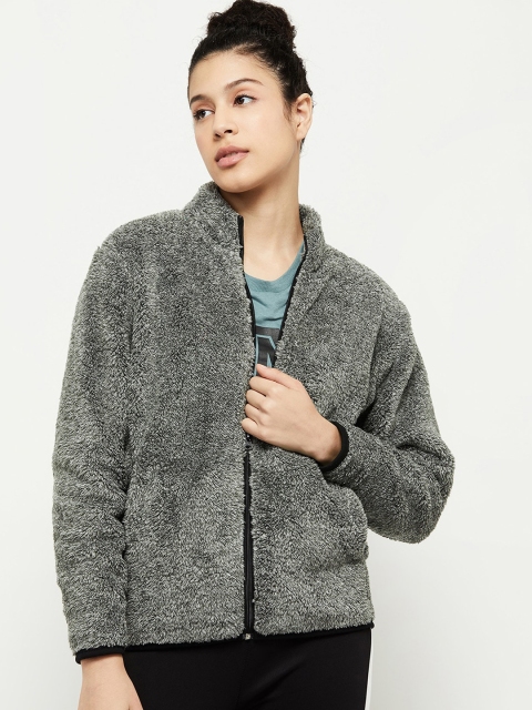 

max Women Charcoal Grey Windcheater Open Front Jacket
