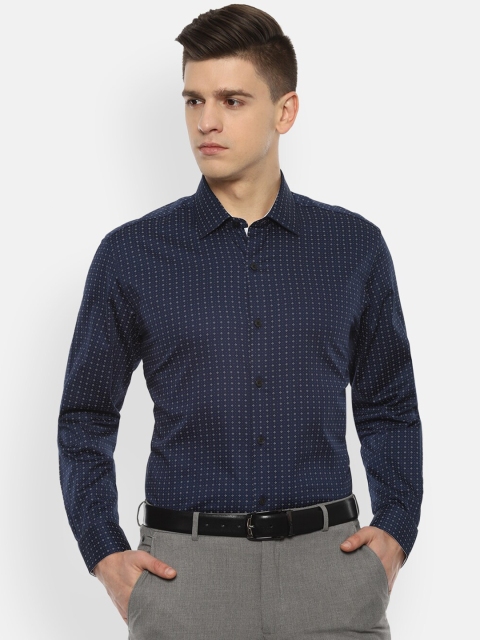 

Louis Philippe Men Navy Blue Slim Fit Opaque Printed Formal Shirt