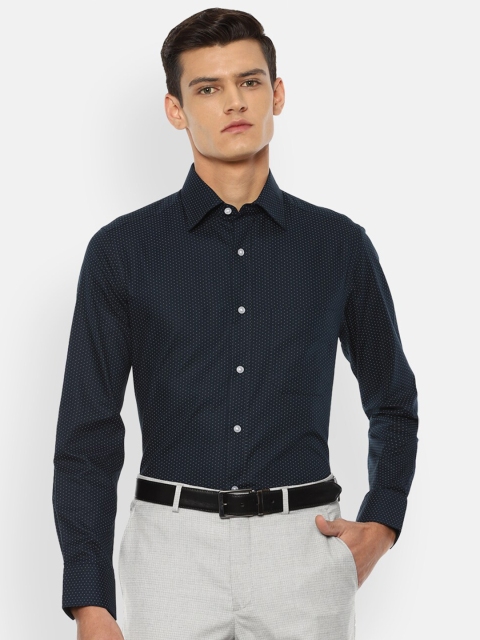 

Louis Philippe Men Navy Blue Opaque Printed Formal Shirt