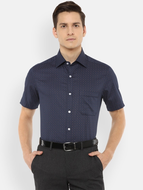 

Louis Philippe Men Navy Blue Opaque Printed Formal Shirt