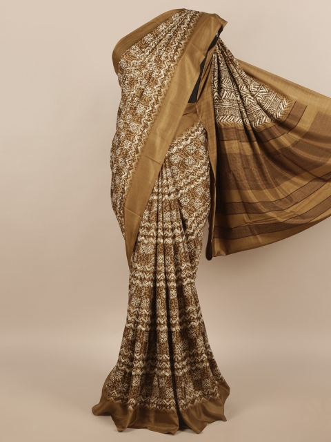 

Pothys Brown & White Floral Printed Cotton Blend Saree