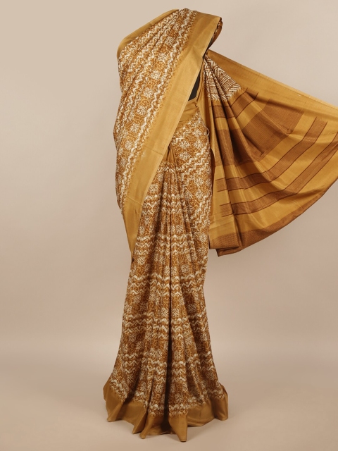 

Pothys Mustard Ethnic Motifs Cotton Blend Saree