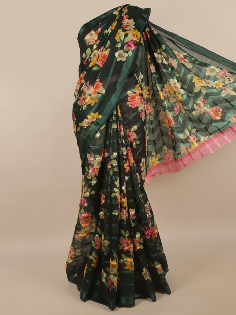 

Pothys Green & Yellow Floral Saree
