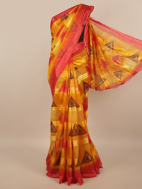 

Pothys Yellow & Pink Printed Saree