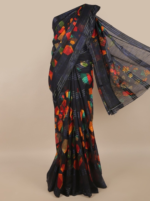 

Pothys Red & Navy Blue Geometric Printed Cotton Blend Saree