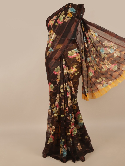 

Pothys Brown & Yellow Floral Saree