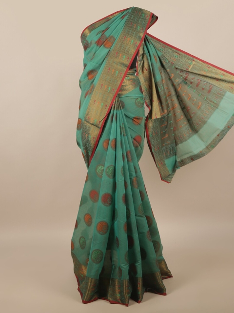 

Pothys Green & Gold-Toned Ethnic Motifs Zari Saree