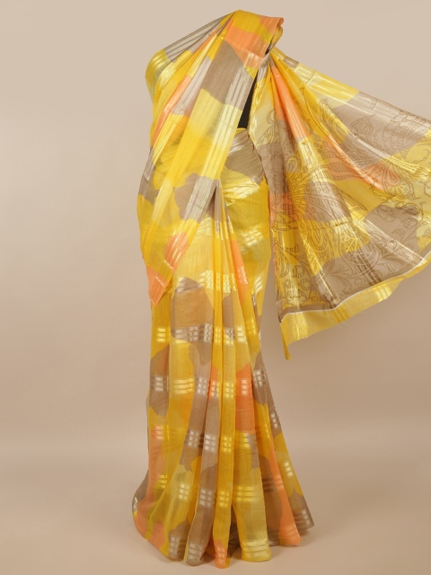 

Pothys Yellow & Grey Printed Saree