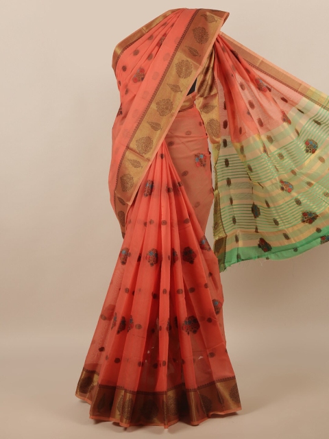 

Pothys Pink & Gold-Toned Woven Design Zari Saree