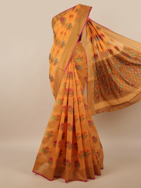 

Pothys Orange & Green Floral Saree