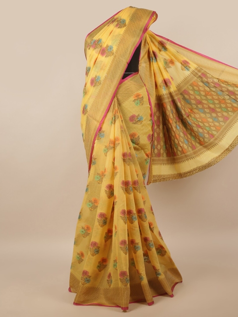 

Pothys Yellow & Green Woven Design Saree