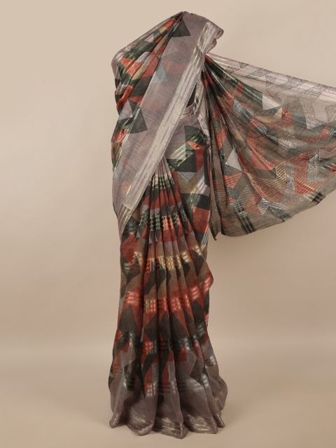 

Pothys Grey & Maroon Printed Cotton Blend Saree