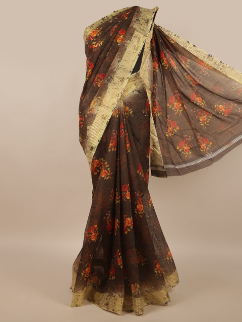 

Pothys Brown & Beige Floral Saree