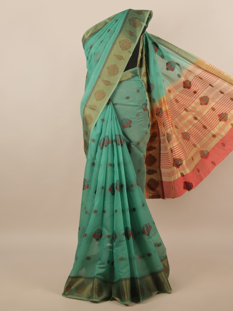 

Pothys Green & Red Woven Design Saree