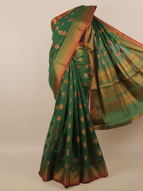 

Pothys Green & Gold Ethnic Motifs Saree