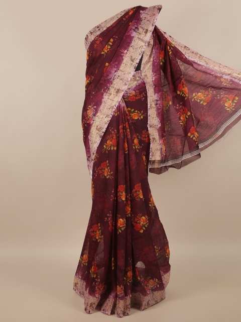 

Pothys Maroon & Yellow Batik Saree