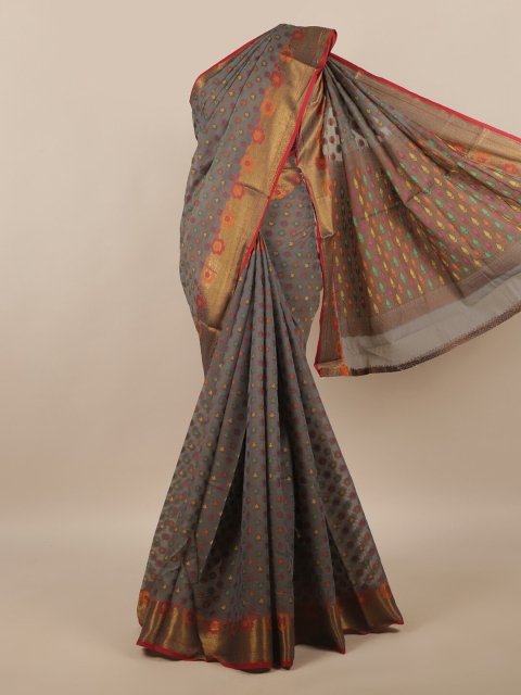 

Pothys Women Grey Printed Cotton Blend Saree