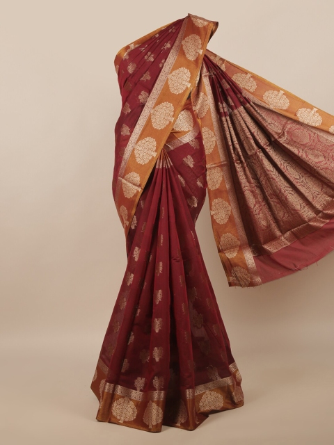 

Pothys Maroon & Rust Floral Woven Design Cotton Blend Saree