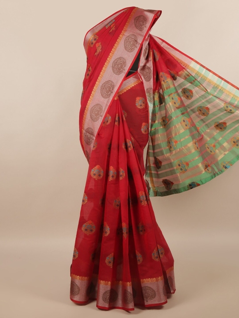 

Pothys Maroon & Green Cotton Blend Saree