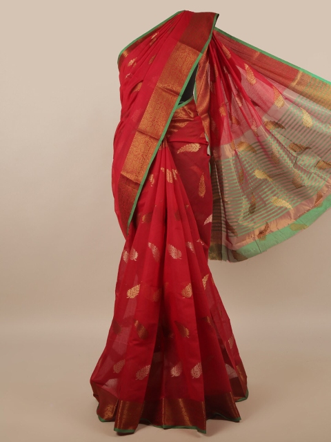 

Pothys Maroon & Green Woven Design Zari Saree
