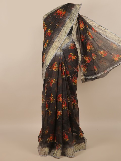 

Pothys Black Floral Printed Cotton Blend Saree